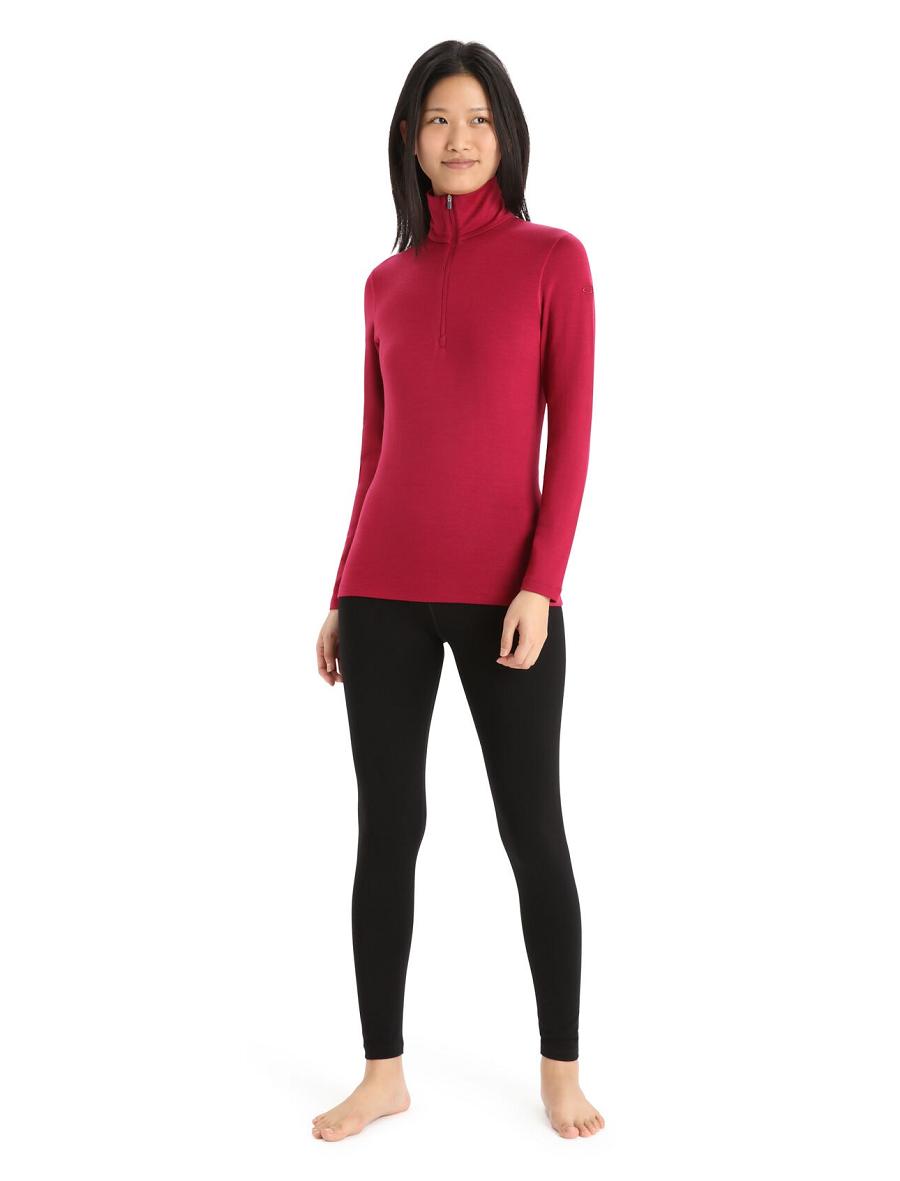 Icebreaker Merino 260 Tech Long Sleeve Half Zip Thermal Top Naisten Base Layers Pinkki | FI 1913SGLO